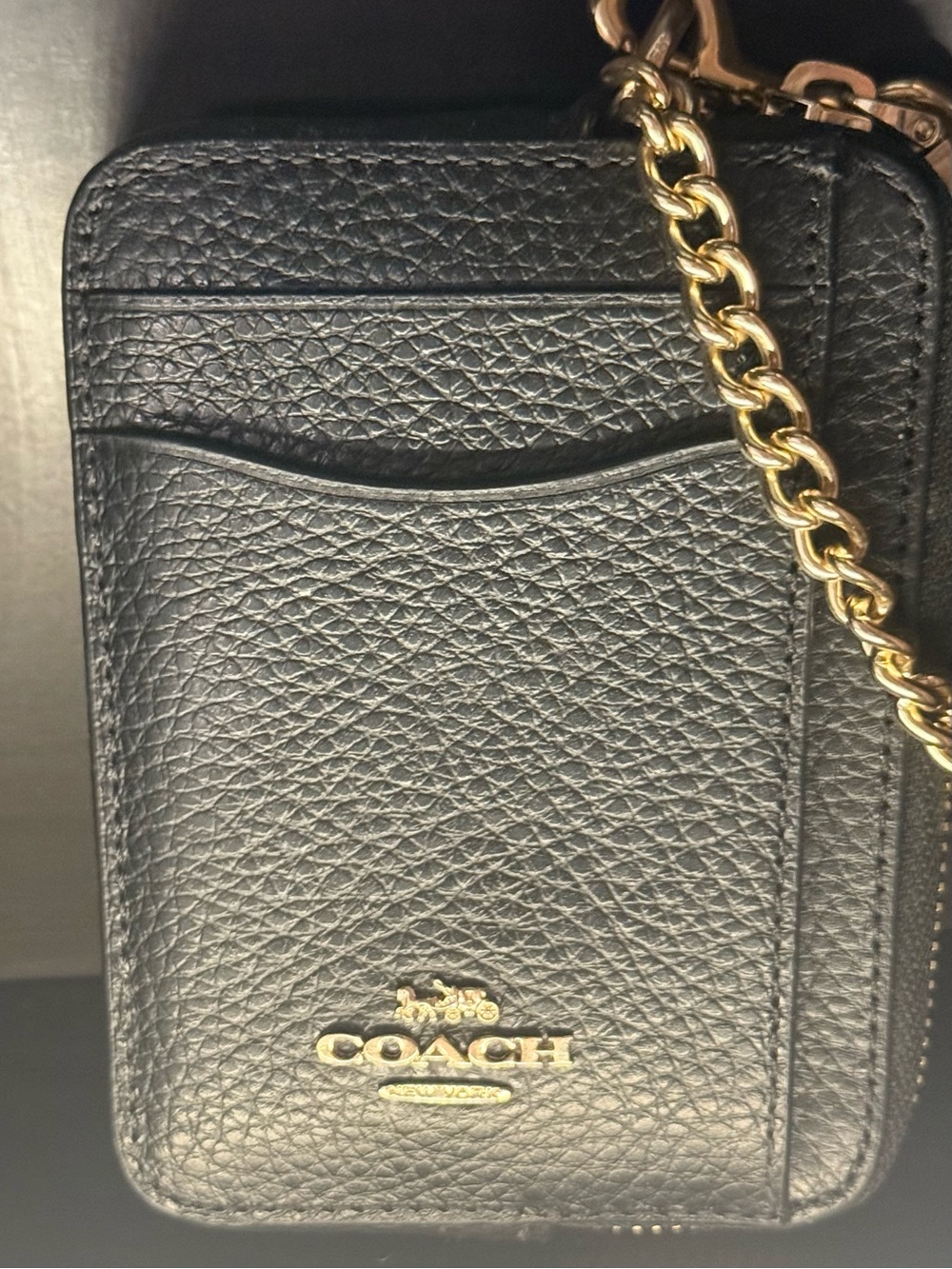 Large Coach Black Quilted Leather Shoulder Bag with Gold Chain and Coin Pouch - Picture 7 of 9